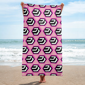 Pink LU Logo Beach Towel