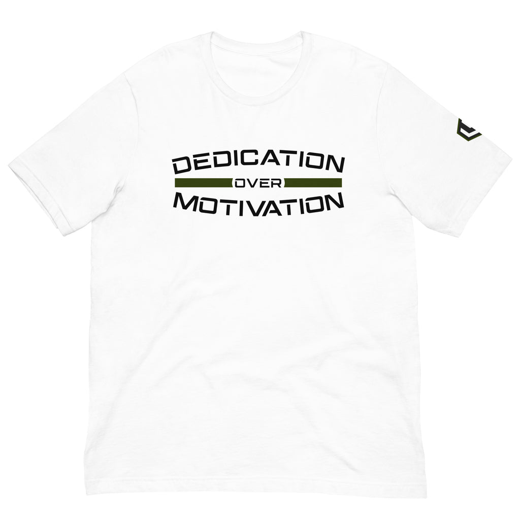 Dedication Over Motivation Army Green Tee
