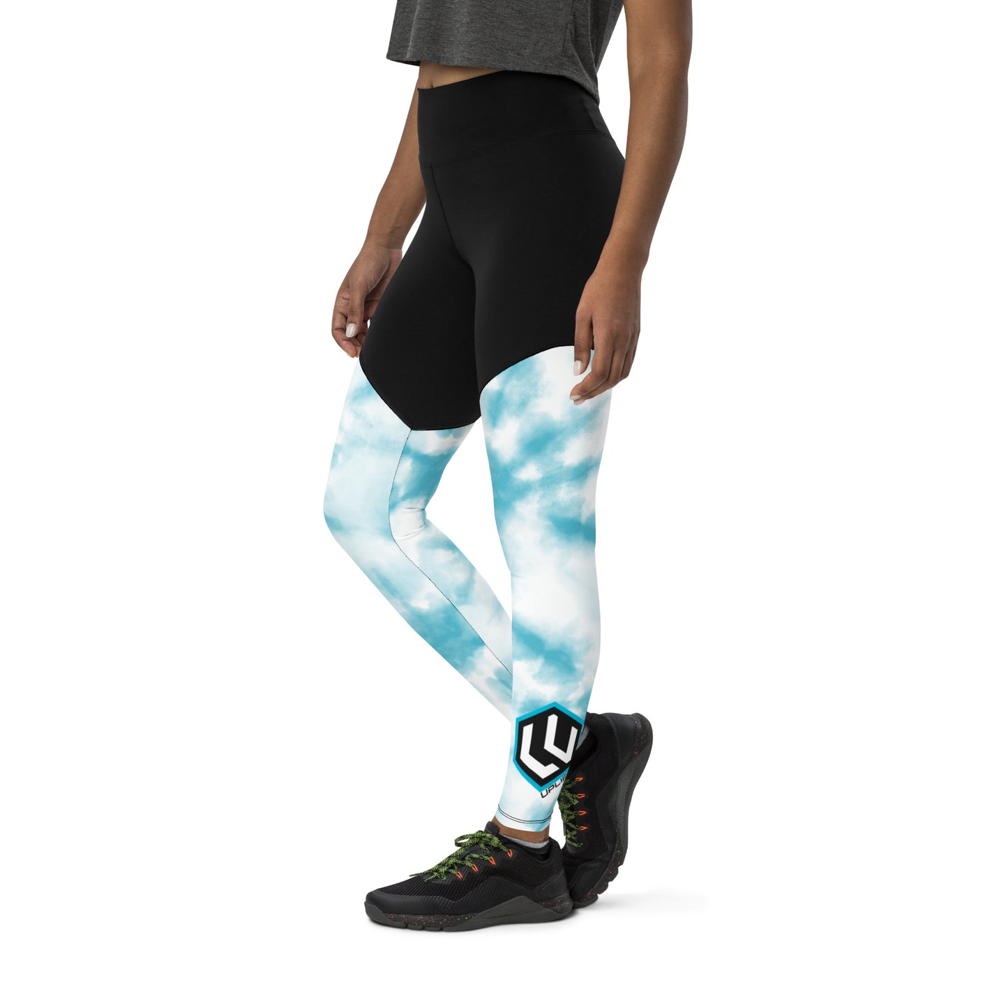 Ice Blue LU Logo Sports Tights