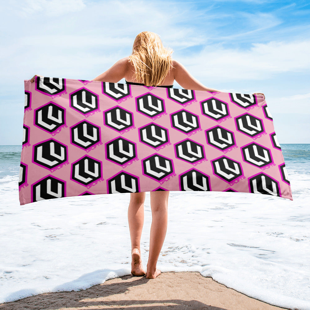 Pink LU Logo Beach Towel