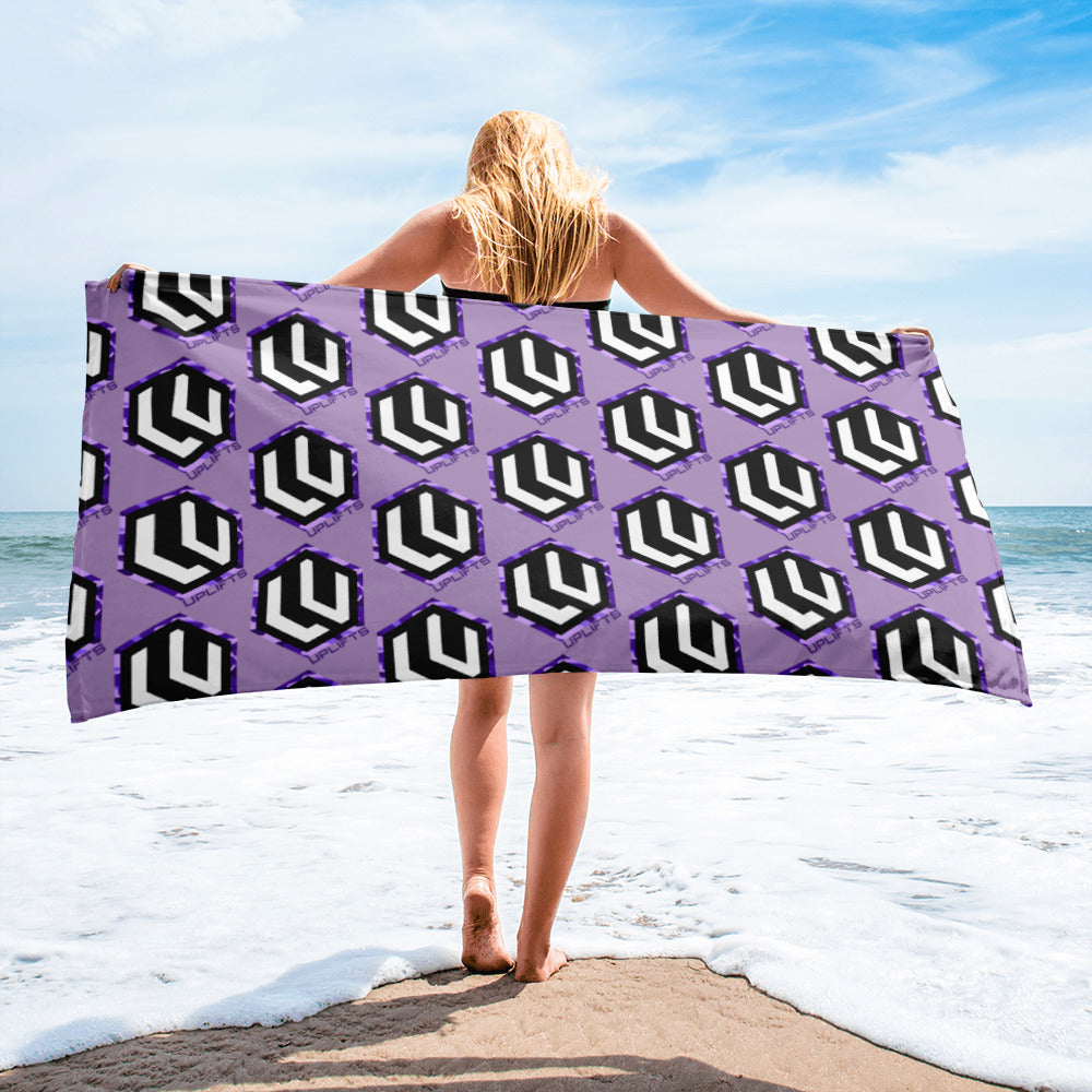 Purple Camo LU Logo Beach Towel