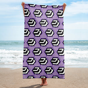 Purple Camo LU Logo Beach Towel