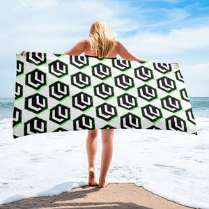 Neon Splatter LU Logo Beach Towel